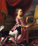 Young lady with a Bird and dog John Singleton Copley